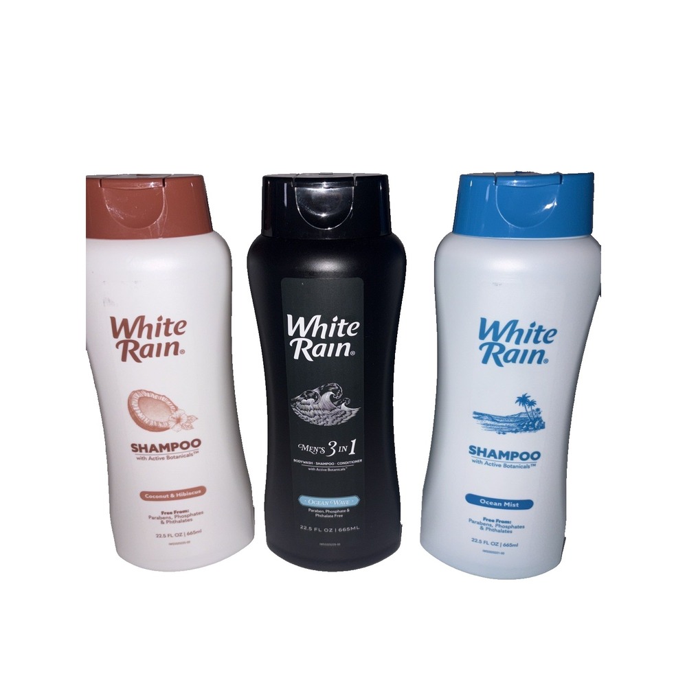 (3) White Rain Pack (NEW) Shampoo,  and 3 in 1.  Large 22.5 OZ Bottles